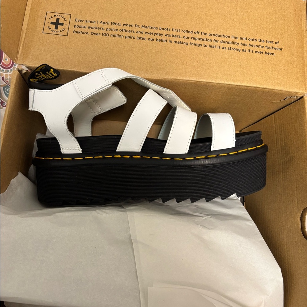 Dr. Martens White Platform Sandals